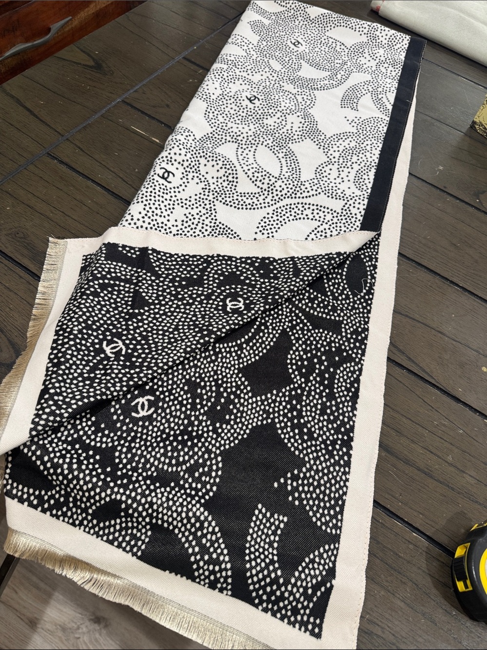 Designer-Inspired Black and Cream Floral Jacquard Skirt